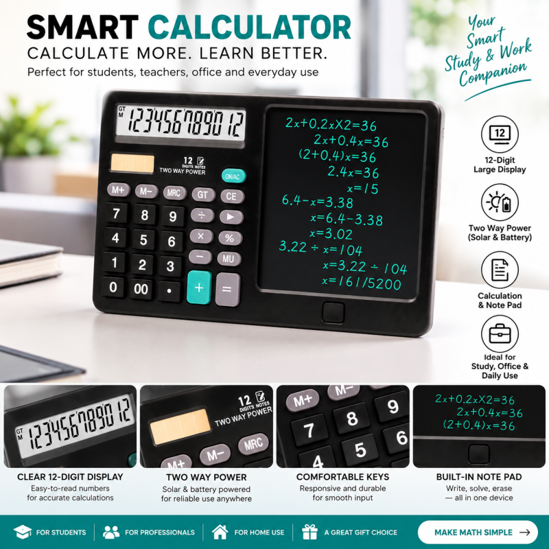 2 in 1 Calculator & LCD Writing Tablet