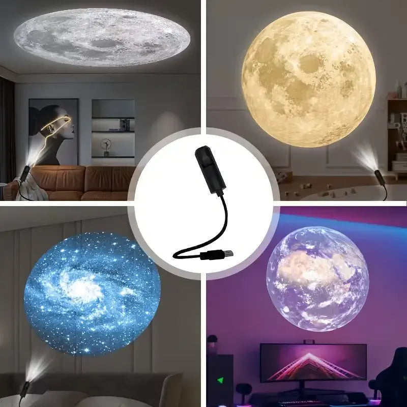 USB Night Planet Projector Light + 6 Planet Projection 360 Rotatable Planet Atmosphere Light